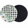 thumbnail image 1 of Spring Floral Coasters Set of 2, Absorbent Coasters for Drinks, Daisy Eucalyptus Leaves Black White Plaid Coaster for Desk Coffee Table Protection, Home Decor House Warming Gifts 4", 1 of 8