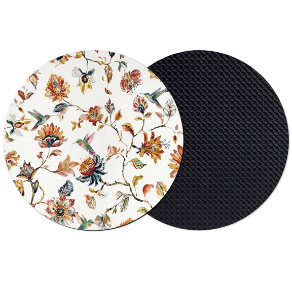 Spring Floral Coasters Set of 2, Absorbent Coasters for Drinks, Summer Botanical Flowers Vintage Birds Coaster for Desk Coffee Table Protection, Home Decor House Warming Gifts 4"