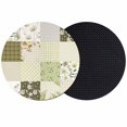 thumbnail image 1 of Spring Floral Coasters Set of 2, Absorbent Coasters for Drinks, Yellow Flowers Botanical Patchwork Grid Bohemia Coaster for Desk Coffee Table Protection, Home Decor House Warming Gifts 4", 1 of 8