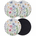 thumbnail image 1 of Spring Floral Coasters Set of 4, Absorbent Coasters for Drinks, Grey Plaid Pink Blue Flowers Butterfly Coaster for Desk Coffee Table Protection, Home Decor House Warming Gifts 4", 1 of 8