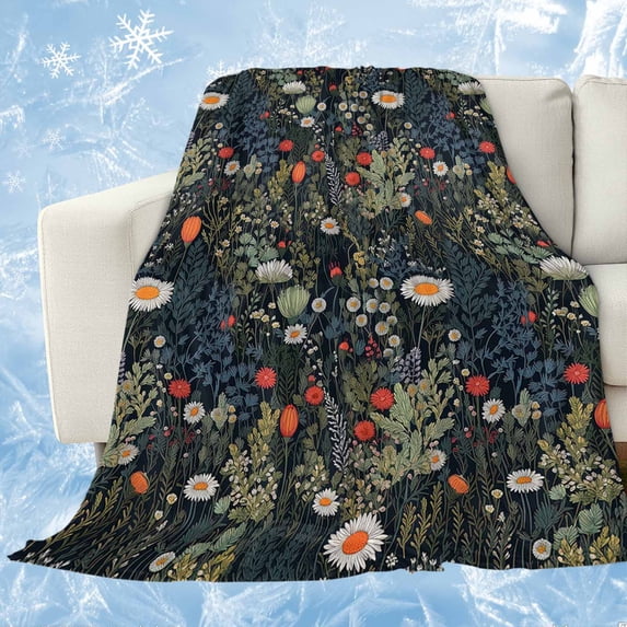 Spring Floral Cooling Blanket, Lightweight Breathable Summer Throw Blanket with Double Sided Cold Effect, Summer Daisy Botanical Flowers Picnic Beach Blankets Bed Sheet for Hot Sleepers 50"x60"