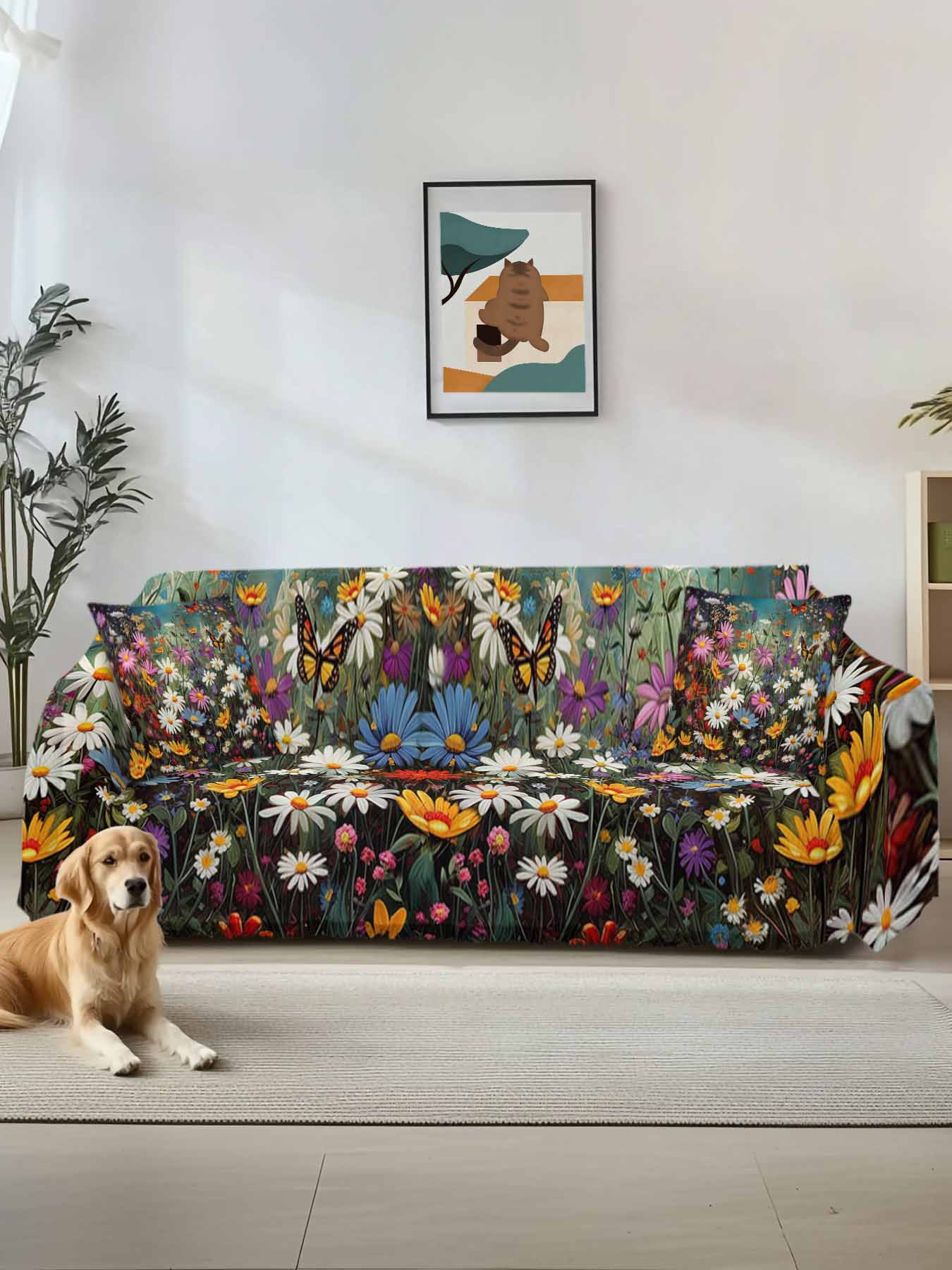Spring Floral Couch Cover Sofa Covers 3 Cushion Sectional Couch ...