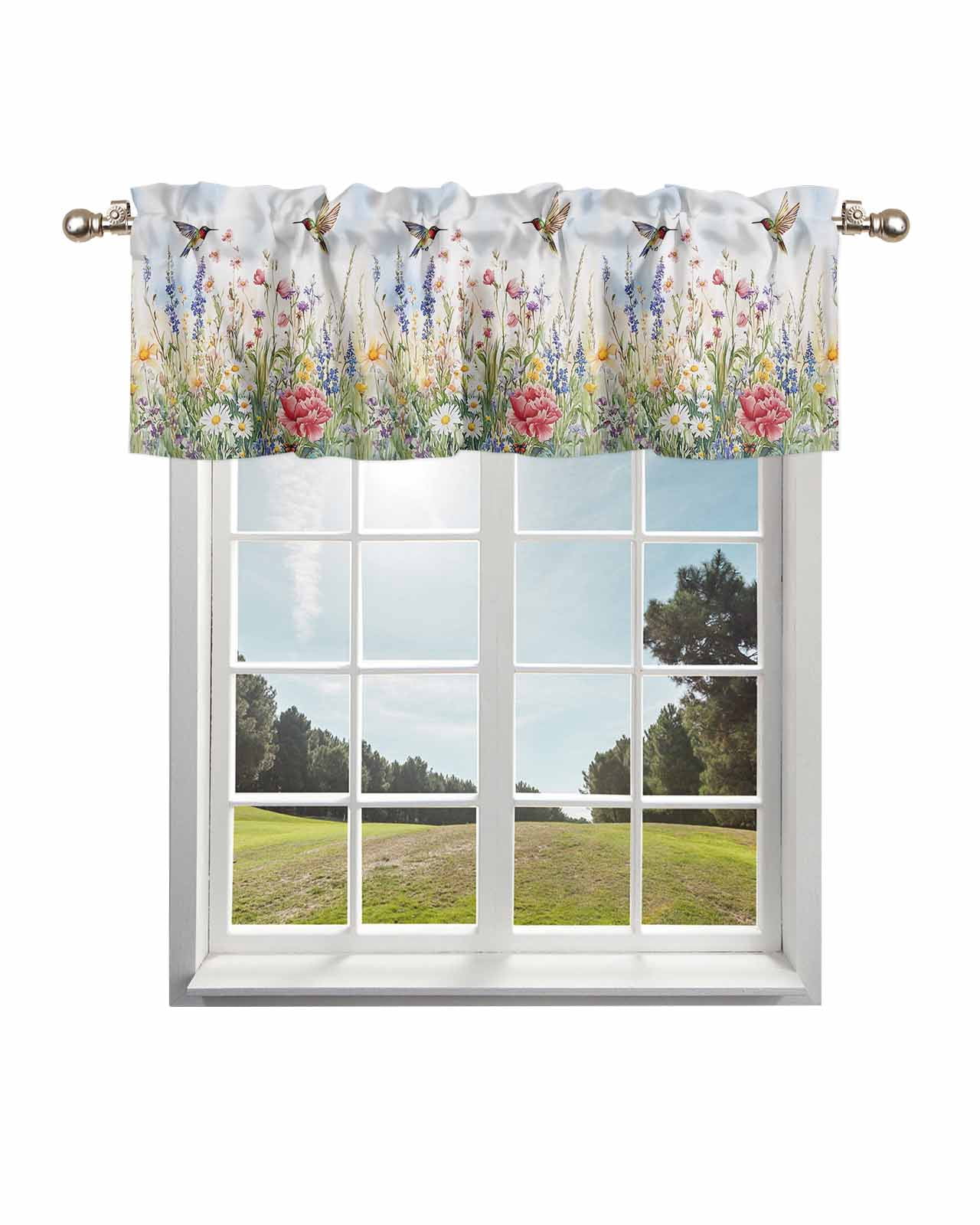 Spring Floral Curtain Valance for Windows/Living Room/Kitchen/Bathroom ...
