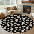 thumbnail image 1 of Spring Floral Daisy 6ft Round Rugs, Black Elegant Pastoral Flowers Watercolor Washable Non-Slip Area Rugs for Living Room Bedroom Kitchen, Low Pile Dining Room Kicthen Circle Carpet, Indoor Floor Rug, 1 of 9