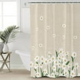 thumbnail image 1 of Spring Floral Daisy Bathroom Curtain 84 Inch Shower Curtain with Hooks, Flower Burlap Texture Waterproof Polyester Bath Curtain Washable Bathtub Curtain 72''x 84'', 1 of 6