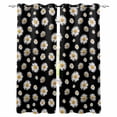thumbnail image 1 of Spring Floral Daisy Black Out Curtains 63 Inch Long, Room Darkening Draperies Curtains Panels, Black Elegant Pastoral Flowers Watercolor Thermal Curtain for Bedroom Living Room 52"x63" 2 Panels, 1 of 8