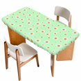 thumbnail image 1 of Spring Floral Daisy Table Cloths for 5 Foot Rectangle Tables, Sage Green Elegant Pastoral Flowers Patio Waterproof Elastic Fitted Tablecloths, Washable Rectangular Table Cover for Camping, 1 of 8