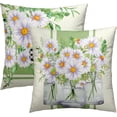 thumbnail image 1 of Spring Floral Daisy Throw Pillow Cover 18x18 Inch Pack of 2 Green Wildflower Cushion Pillow Case Square Cotton Spring/Summer Flowers Pillowcase for Flowers Party Bed Sofa Home Car Bedroom Outdoor, 1 of 6