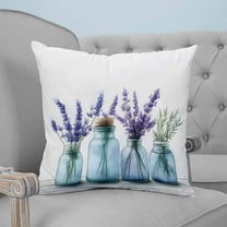Spring Floral Decorative Pillowcase 26''x26'', Botanical Lavender Flower in Vase Throw Pillow Covers Soft Cushion Case for Couch Sofa Bedroom Living Room, Pillowcase Boho Decor