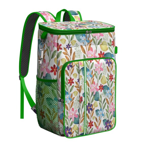 Spring Floral Design Insulated Cooler Backpack - 20L Leakproof & Easy to Clean, Ideal for Outdoor Enthusiasts