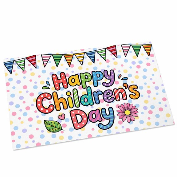 Spring Floral Door Mat 16x24 Inch Polka Dot Texture Cute Party Flag Cartoon Letter Print Entryway Rug with Non-Slip Rubber, Front Door Mat Indoor Floor Mats for Living Room Bathroom Bedroom