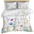 thumbnail image 1 of Spring Floral Duvet Cover Set, Colorful Botanical Wildflower Summer Soft Duvet Cover Queen Size Bedding Set 4 Pieces, 1 Quiltcover and 2 Pillowcases with Zipper, 1 Bed Sheet for All Seasons, 1 of 9
