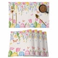 thumbnail image 1 of Spring Floral Easter Placemats Set of 12 Pastoral Tulip Flowers Rustic Place Mats Indoor Wipeable Table Mats Washable Cloth Dining Table Placemats for Kitchen Holiday Party Home Decor 13x19 Inch, 1 of 9