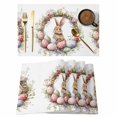 thumbnail image 1 of Spring Floral Easter Placemats Set of 4 Bunny Botanical Wreath Eggs Place Mats Indoor Wipeable Table Mats Washable Cloth Dining Table Placemats for Kitchen Holiday Party Home Decor 13x19 Inch, 1 of 9