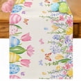 thumbnail image 1 of Spring Floral Easter Table Runner 72 Inches Long for Kitchen Dining, Pastoral Tulip Flowers Rustic Dresser Scarf Farmhouse, Dining Table Decorations for Wedding/Parties, 18 x 72 In, 1 of 8
