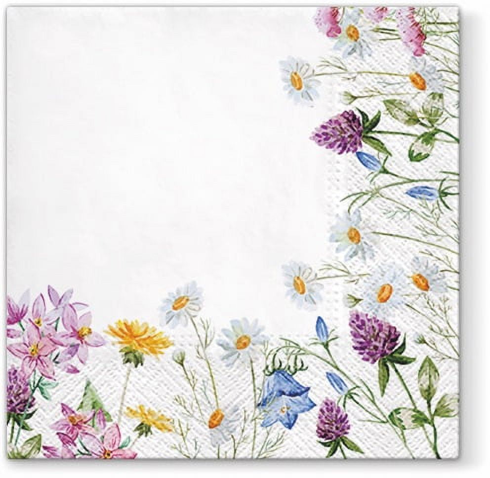 Spring Floral Frame - Decorative Floral Lunch Paper Napkins 100pcs - Perfect for Decoupage, Party, Birthday, Special Occasions, Weddings