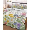 thumbnail image 1 of Spring Floral Full Size Down Alternative Comforter,Lightweight Comforter Quilt Bedding Set with Pillow Shams Watercolor Flower Eucalyptus Leaves Botanical Bed Comforter Duvet Insert 78"x90", 1 of 7