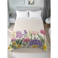 thumbnail image 1 of Spring Floral Full Size Flat Sheet, Wrinkleproof & Fadeproof Cooling Flat Bed Sheet Only, Pink Tulip Summer Botanical Rustic Breathable Soft Bedding Top Sheets 81 x 96 Inches, 1 of 8