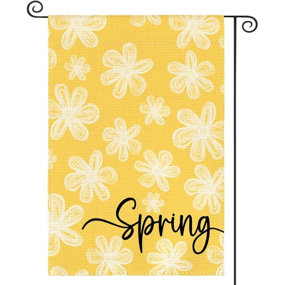 Spring Floral Garden Flag 12x18 Inch Double Sided Outside, Seasonal Flowers Rustic Yard Outdoor Flag Yellow