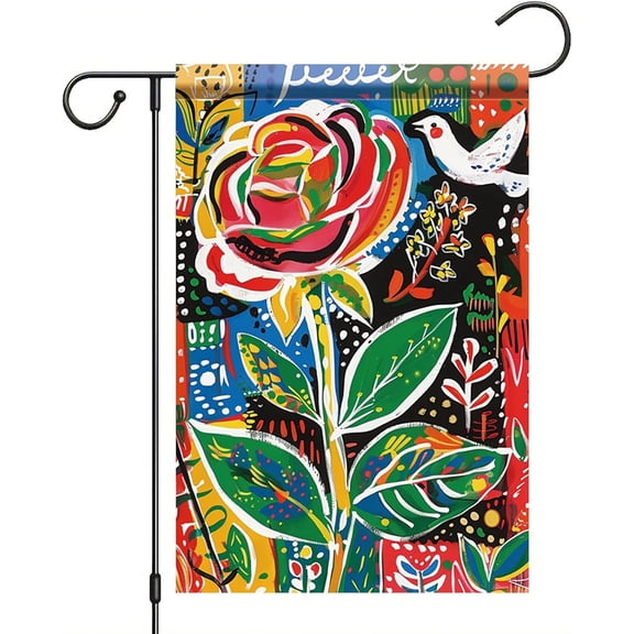 Spring Floral Garden Flag Double Sided 12x18 Inch with Birds for Outdoor Yard Patio Lawn Decorations
