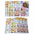 thumbnail image 1 of Spring Floral Gnomes Placemats Set of 8, Watercolor Flowers Butterflies Blue Plaid Placemats for Dining Table, Place Mats for Kitchen Tabletop, Waterproof Wipeable Dining Table Mats Set, 1 of 9