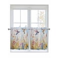 thumbnail image 1 of Spring Floral Half Window Curtain 36 Inches Long, Pastoral Rustic Hummingbird Botanical Window Treatment Curtain Drapes, Small Tier Curtains for Bathroom Over Sink, 27.5"x36", 2 Panels, 1 of 7