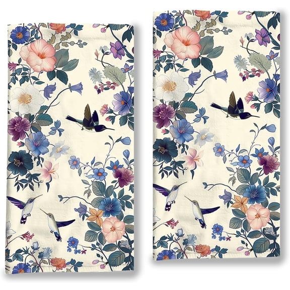 Spring Floral Hand Towel Set Of 2 Wildflower Decorative Hand Towels Soft High Absorbent Printed Towels Bathroom Decorative Hand Towel Dish Towel Kitchen Sports Gym Yoga Home Decor 15.7X 23.6 Inches