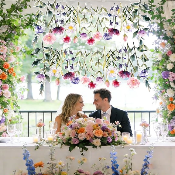 Spring Floral Hanging Banners - Watercolor Romantic Flower Vines for Wedding & Garden Party Decorations
