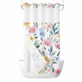 thumbnail image 1 of Spring Floral No Hooks Shower Curtain with Snap-in Liner Colorful Flower Watercolor Rustic Farmhouse Romantic Shower Curtains for Bathroom, Waterproof, Easy Install, Washable 54"x78", 1 of 9