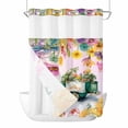 thumbnail image 1 of Spring Floral No Hooks Shower Curtain with Snap-in Liner Oil Painting Flowers Watercolor Farmhouse Blue Truck Shower Curtains for Bathroom, Waterproof, Easy Install, Washable 48"x72", 1 of 9