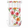 thumbnail image 1 of Spring Floral No Hooks Shower Curtain with Snap-in Liner Watercolor Orange Pink Flower Green Leaves Farmhouse Shower Curtains for Bathroom, Waterproof, Easy Install, Washable 36"x78", 1 of 9