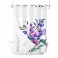 thumbnail image 1 of Spring Floral No Hooks Shower Curtain with Snap-in Liner Watercolor Pink Purple Flower Green Leaves Yellow Bee Shower Curtains for Bathroom, Waterproof, Easy Install, Washable 60"x72", 1 of 9