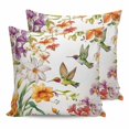 thumbnail image 1 of Spring Floral Hummingbird 20x20 Pillow Covers Set of 2, Pastoral Rustic Botanical Flowers Throw Pillow Covers Decorative Couch Cushion Case, Microfiber Square Pillowcases for Bedroom Car Living Room, 1 of 7