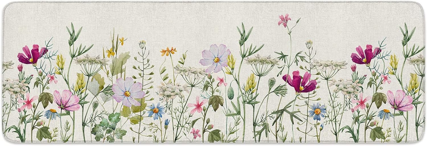 Spring Floral Indoor Door Mat, Absorbent Floor Mats Bathroom Rugs ...