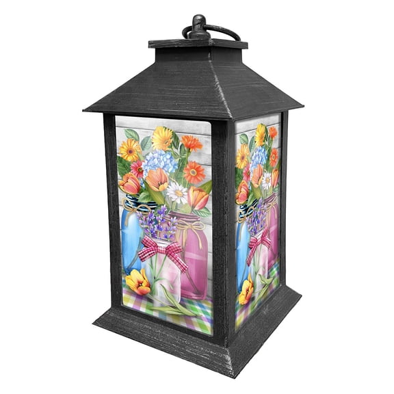 Briarwood Lane Spring Lantern 13.5" x 5.5" x 5.5" Spring Floral Jars For Spring Lantern