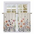 thumbnail image 1 of Spring Floral Kitchen Curtain for Berdoom Living Room Cafe 54 Inch Length, Elegant Pastoral Flowers Watercolor Botanical Tiers Curtains Light Filtering Drapes Window Treatment 2 Panels 52"Wx54"L, 1 of 8