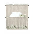 thumbnail image 1 of Spring Floral Kitchen Curtain and Valance Set 3 Pieces,Rod Pocket Short Tier Curtains 24 Inch Length,White Daisy Farmhouse Linen Texture Swag Topper Small Window Treatment for Cafe Bathroom Bedroom, 1 of 6