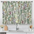 thumbnail image 1 of Spring Floral Kitchen Curtains - Botanical Leaf Rustic Small Short Cafe Tier Curtains for Living Room Rod Pocket Window Drapes 36 Inch Length 2 Panels Set 28"x36", 1 of 5