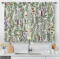 Spring Floral Kitchen Curtains - Botanical Leaf Rustic Small Short Cafe Tier Curtains for Living Room Rod Pocket Window Drapes 36 Inch Length 2 Panels Set 28"x36"