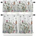 thumbnail image 1 of Spring Floral Kitchen Curtains, Gray Plaid Farmhouse Flowers Watercolor 3-Piece Kitchen Curtain Valance and Tiers Set 24 Inch Length, Rod Pocket Half Window Curtains for Cafe Living Room Bathroom, 1 of 6