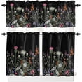 thumbnail image 1 of Spring Floral Kitchen Curtains, Gray Plaid Farmhouse Flowers Watercolor 3-Piece Kitchen Curtain Valance and Tiers Set 36 Inch Length, Rod Pocket Half Window Curtains for Cafe Living Room Bathroom, 1 of 6