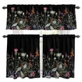 thumbnail image 1 of Spring Floral Kitchen Curtains Sets for Windows 24 Inch Length, Black Farmhouse Botanical Watercolor Rod Pocket Window Treatments Tier Curtains and Valances Set for Bedroom/Bathroom, 1 of 8