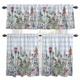 thumbnail image 1 of Spring Floral Kitchen Curtains Sets for Windows 24 Inch Length, Blue Plaid Botanical Flowers Butterfly Rod Pocket Window Treatments Tier Curtains and Valances Set for Bedroom/Bathroom, 1 of 8