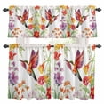 thumbnail image 1 of Spring Floral Kitchen Curtains Sets for Windows 24 Inch Length, Summer Botanical Retro Colorful Birds Rod Pocket Window Treatments Tier Curtains and Valances Set for Bedroom/Bathroom, 1 of 8