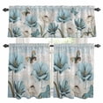 thumbnail image 1 of Spring Floral Kitchen Curtains Sets for Windows 24 Inch Length, Vintage Tulips Flower Butterfly Retro Wood Blue Rod Pocket Window Treatments Tier Curtains and Valances Set for Bedroom/Bathroom, 1 of 8