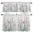 thumbnail image 1 of Spring Floral Kitchen Curtains Sets for Windows 24 Inch Length, Watercolor Herbs Summer Botanical Plaid Rod Pocket Window Treatments Tier Curtains and Valances Set for Bedroom/Bathroom, 1 of 8