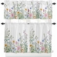 thumbnail image 1 of Spring Floral Kitchen Curtains Sets for Windows 24 Inch Length, Wildflowers Herbs Summer Botanical Rod Pocket Window Treatments Tier Curtains and Valances Set for Bedroom/Bathroom, 1 of 6