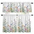 thumbnail image 1 of Spring Floral Kitchen Curtains Sets for Windows 24 Inch Length, Wildflowers Herbs Summer Botanical Rod Pocket Window Treatments Tier Curtains and Valances Set for Bedroom/Bathroom, 1 of 8