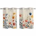 thumbnail image 1 of Spring Floral Kitchen Curtains Small Short 39 Inch Length, Watercolor Elegant Summer Botanical Rustic Grommet Bedroom Living Room Curtains, Light Filtering Cafe Curtain Drapes 2 Panels Set 55''x39'', 1 of 9