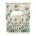 thumbnail image 1 of Spring Floral Kitchen Curtains Swag Valance and Tier Curtains Set 36 Inch Length, Vintage Summer Botanical White Daisy Rod Pocket Drape Panels Pair Swag Curtains for Bathroom/Cafe/Window, 1 of 6